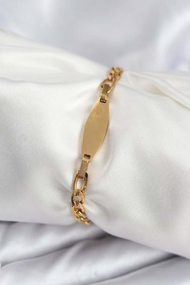 Stylish 316L Steel Gold Color Oval Lettering Suitable for Writing Women's Bracelet Teachers Mothers Valentine's Day