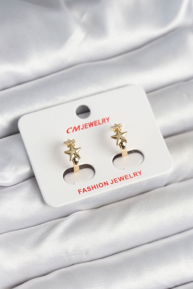 Stylish Brass Gold Color Star Women Earrings Teachers Mothers Valentine's Day Gift