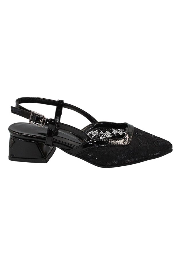Black Tulle Classic Low Heel Women's Shoes