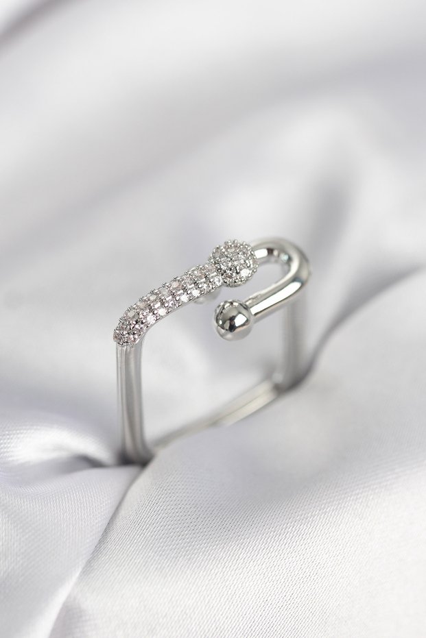 Stylish Silver Color Zircon Stone Tifani Model Square Women's Ring Teachers Mothers Valentine's Day Gift