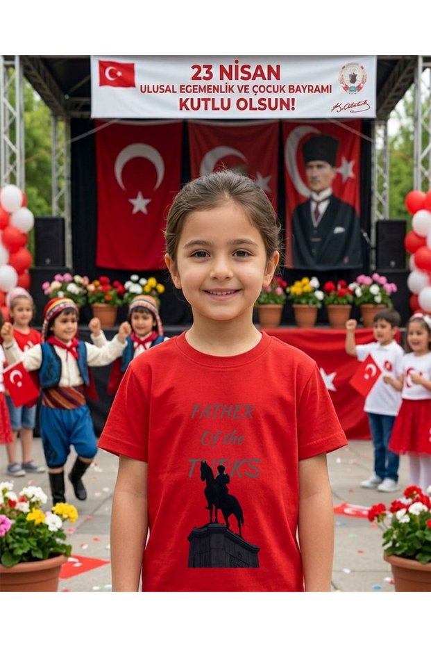 National Holiday Themed Father of the Turks Printed Kids-Adult Cotton Tshirt T-Shirt
