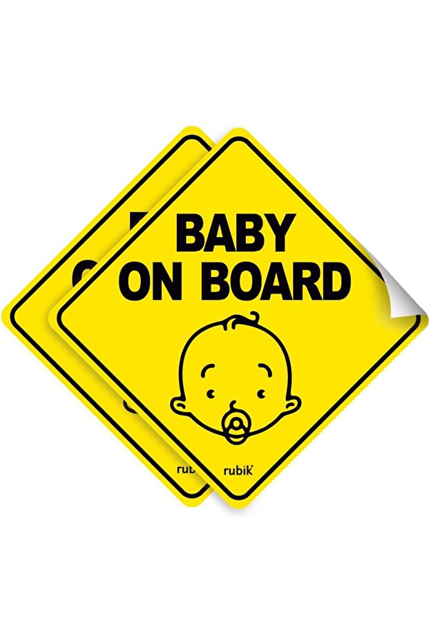 2 Pack Baby on Board Car Sign Self Adhesive Sticker, Reflective for Car Rear Window Bumper 12x12cm