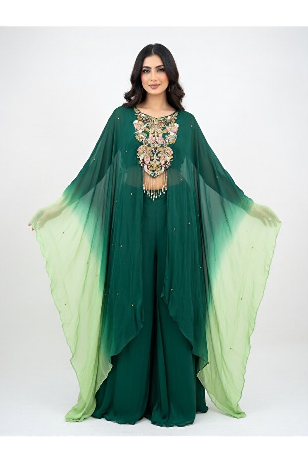 Ombre emerald cape and pants