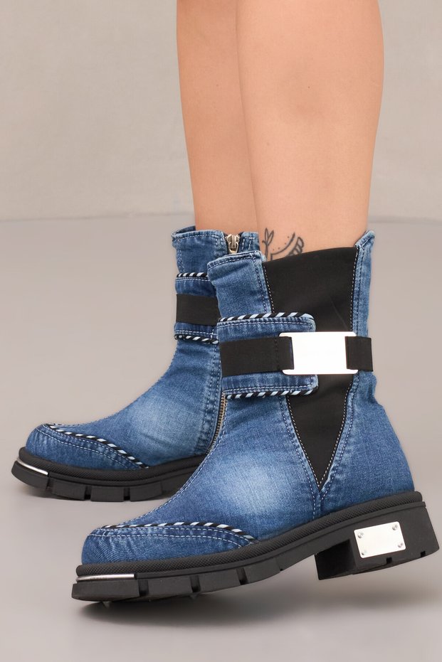 Women's Denim Boots Summer Metal Detail Orthopedic Insole