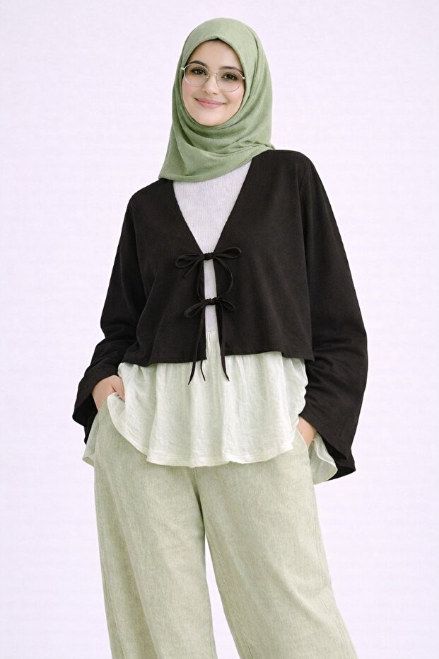 Moda Alfa Front Tie 2-Lace Hijab Stylish New Season Skirt Top Kimono Shirt Modern