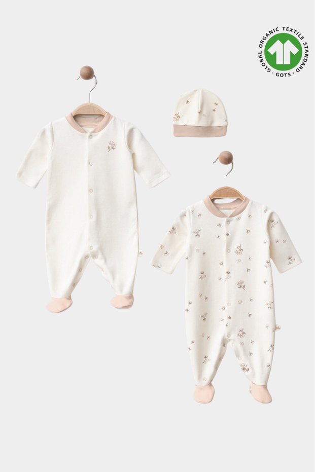 Soft Blush Trio Premium Organic Cotton 3-Piece Baby Romper Set