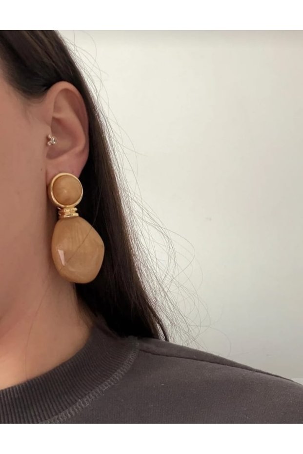 Xuping Vintage Beige Big Drop Earrings - Vip Series Dangle Retro Design Tarnish Resistant Women's Earrings