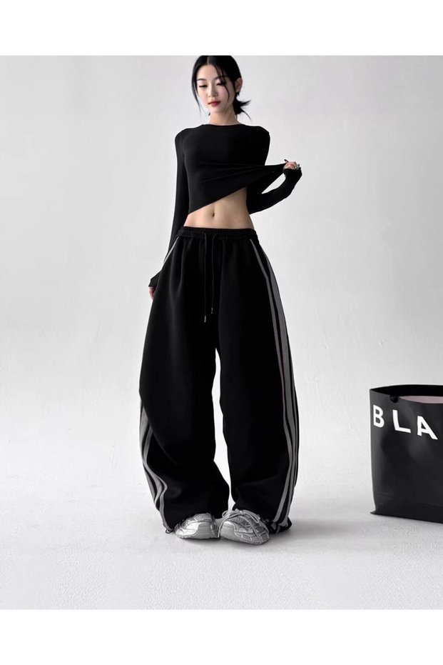 Street Flow Urban Striped Oversize Baggy Sweatpants