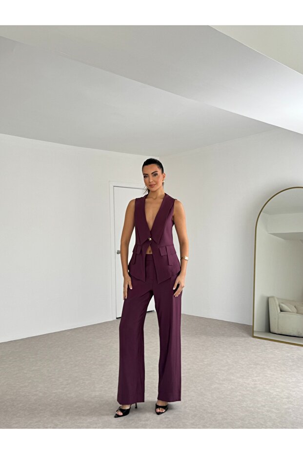 Women's Vest and Trouser Set with Epaulettes