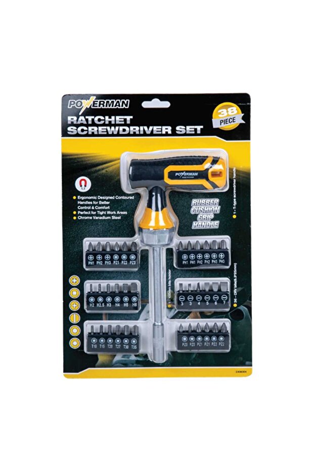 Powerman Ratchet Screwdriver Set, 38 pcs