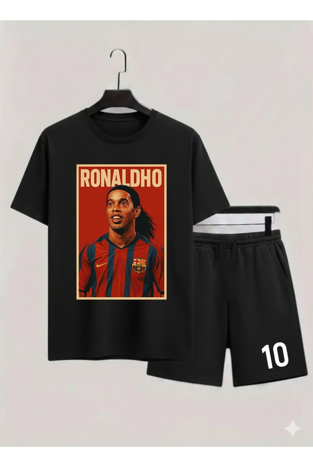 Ronaldinho Gaúcho Baskili %100 Cotton Crewneck Children's T-Shirt-Shorts Two-Piece Set