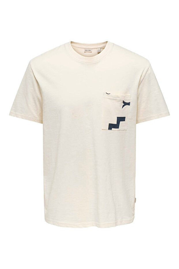 تي شيرت Onsperry Life Reg Leaf Ss Pockettee Ecru للرجال 22025286