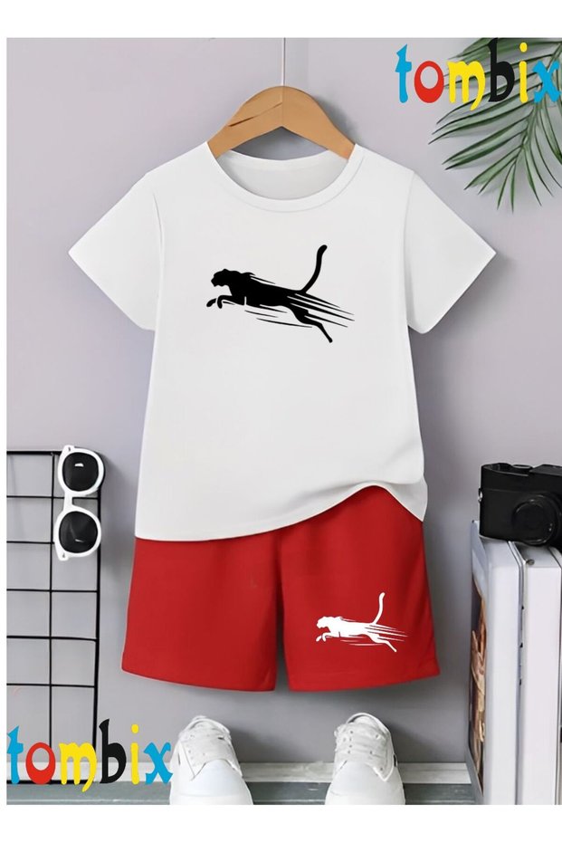 Cheetah Animal Print T-Shirt Shorts Summer Kids' Set