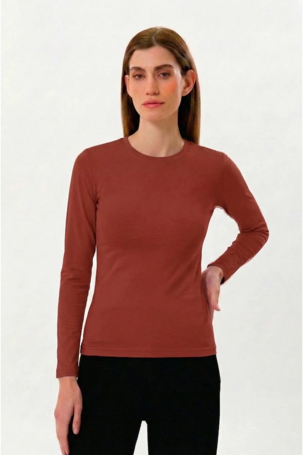 100% Organic Cotton Tile Crew Neck Long Sleeve Women's T-Shirt
