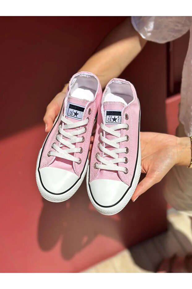 ibrahim müslü Unısex Kısa Pembe keten sneaker