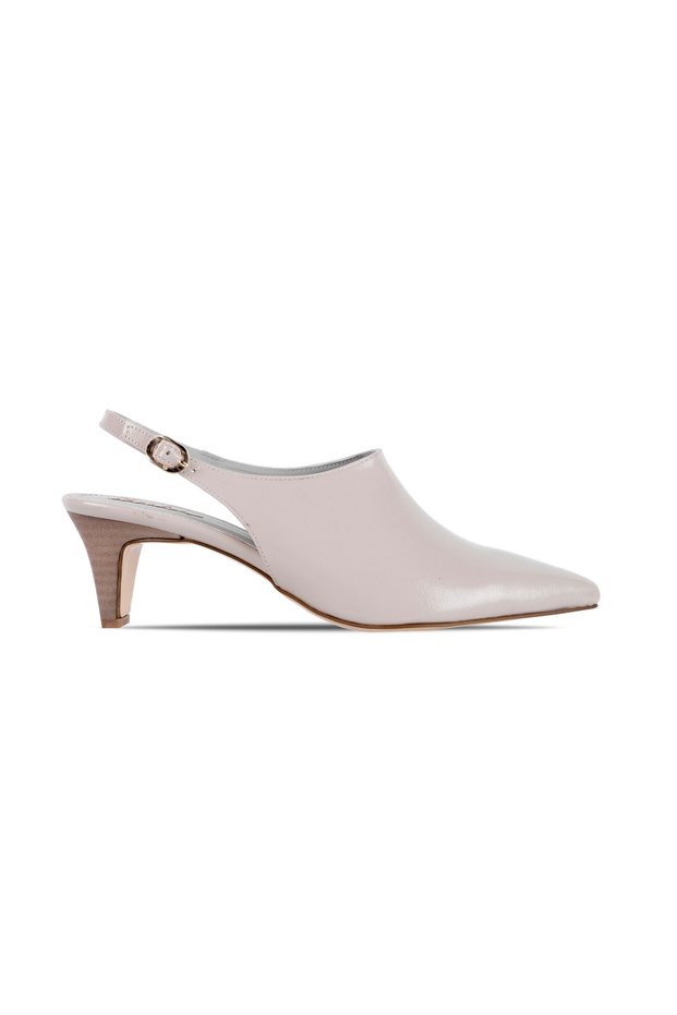 Clover Women's Pointed Toe Gold Buckle Detailed Heeled Shoes B4517