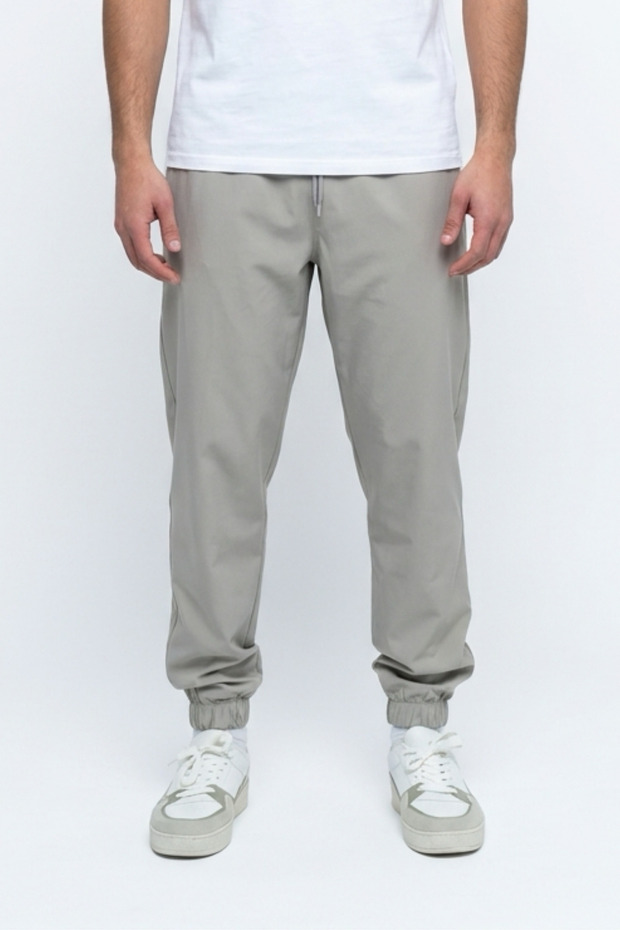 Men's Gray Summer Ultra Thin Parachute Fabric Relaxed Fit Zipper Pocket Elastic Cuffed Sweatpants
