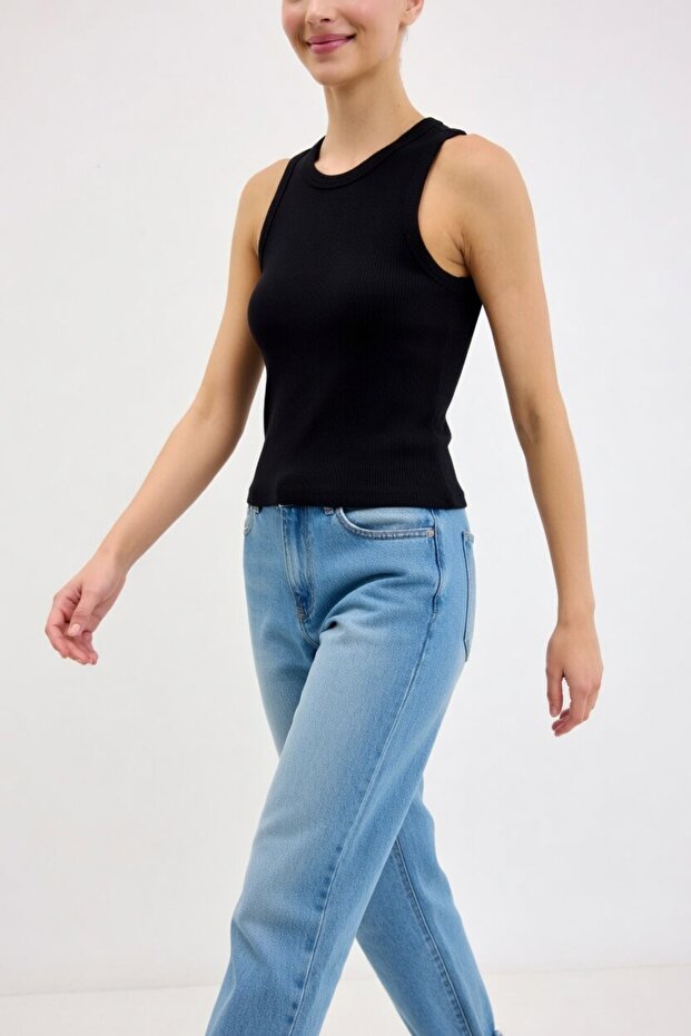Women's Ribbed Halter Neck Stretchy Basic Undershirt - 4