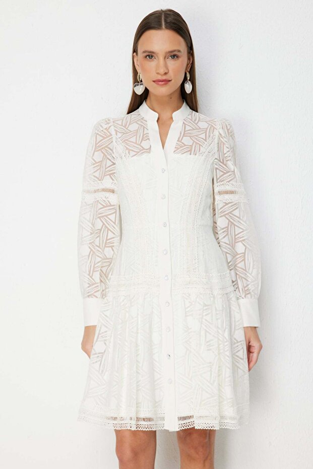 Rochie midi cu model Hakim Yaka - 5