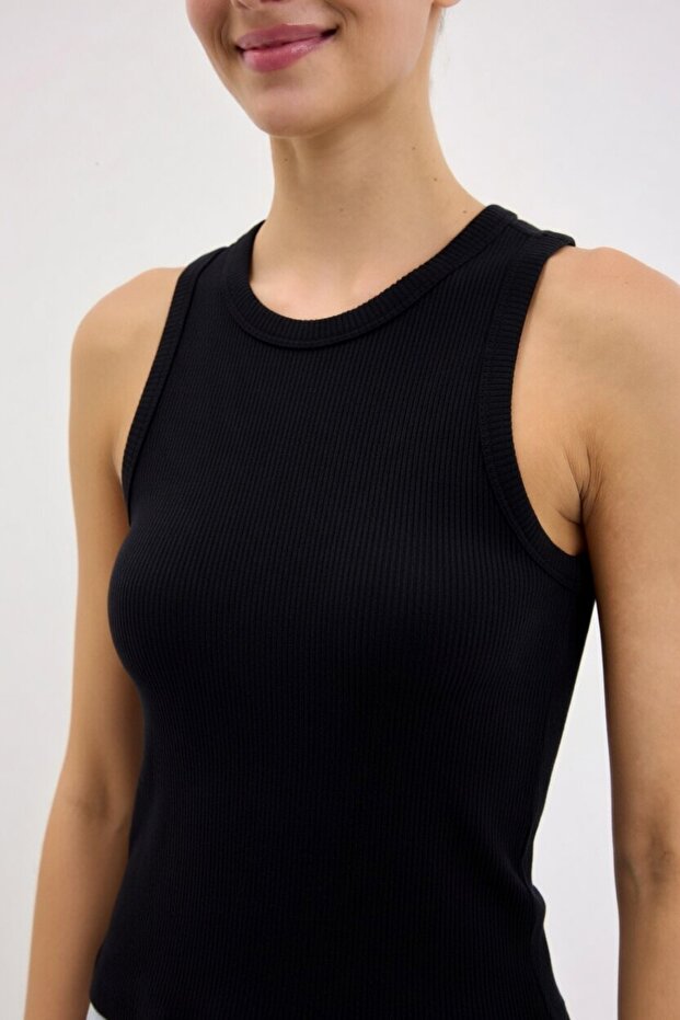 Women's Ribbed Halter Neck Stretchy Basic Undershirt - 3