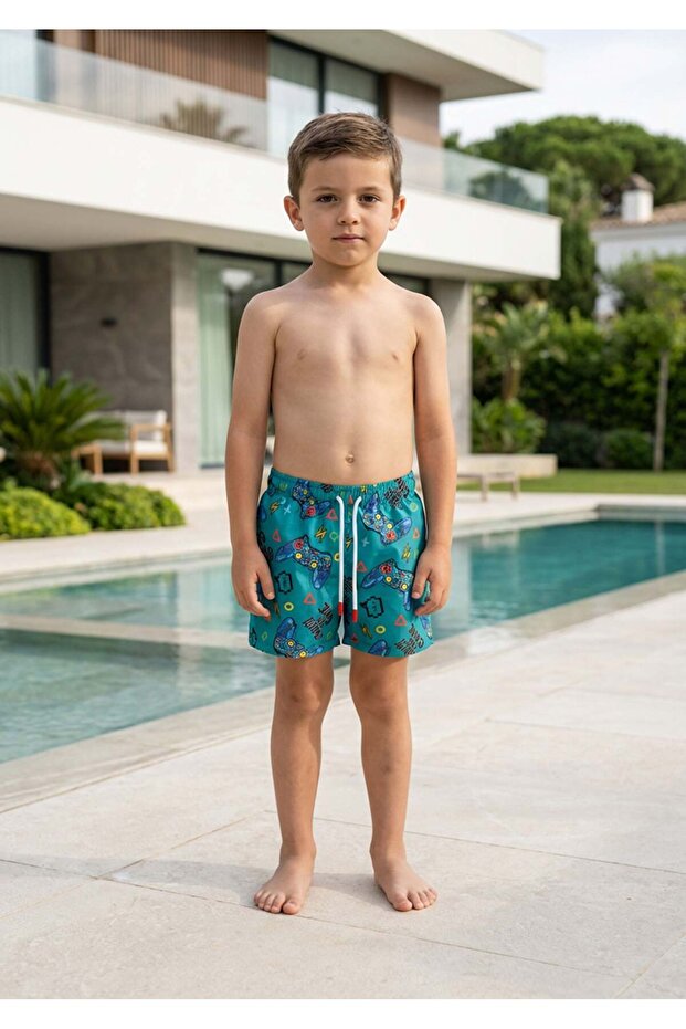 Boy's Printed Swim Shorts-26969