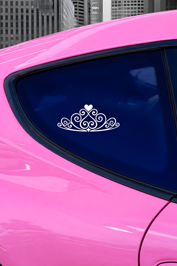 Princess Crown Car Sticker - Heart Crown Car Window Sticker 15X7Cm