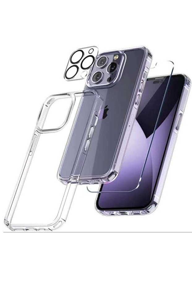 [1+1+1] Clear case for iphone 14 Pro MAX,9D screen protector and 9H camera protector
