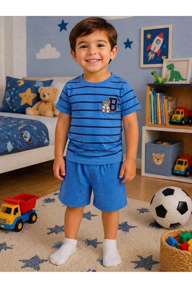 Narrow fit, one size bigger, boys' summer shorts set