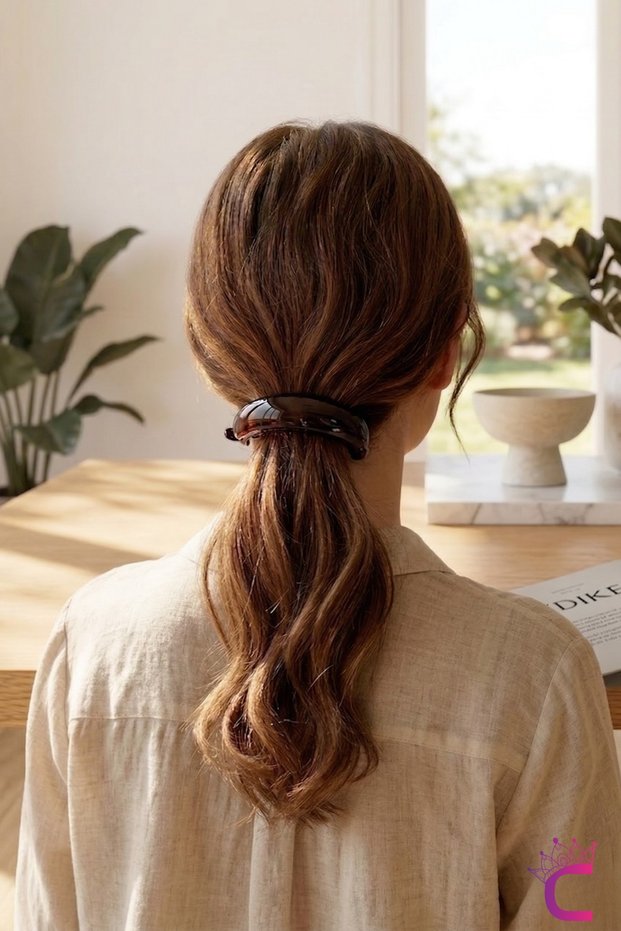 Vintage Retro Acetate Brown Medium Size Banana Clip 7cm - Stylish Hair Bun Clip Clip-On Hairpin