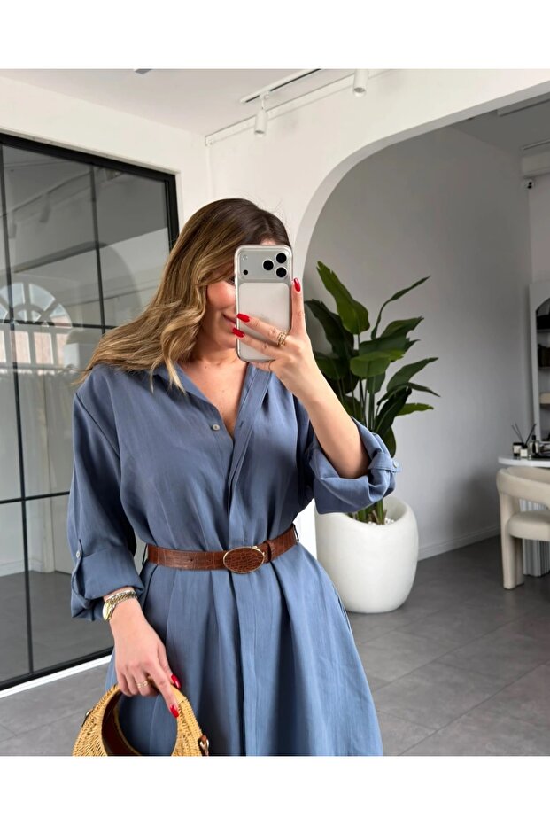 Belted Premium Quality Modal Shirt Dress