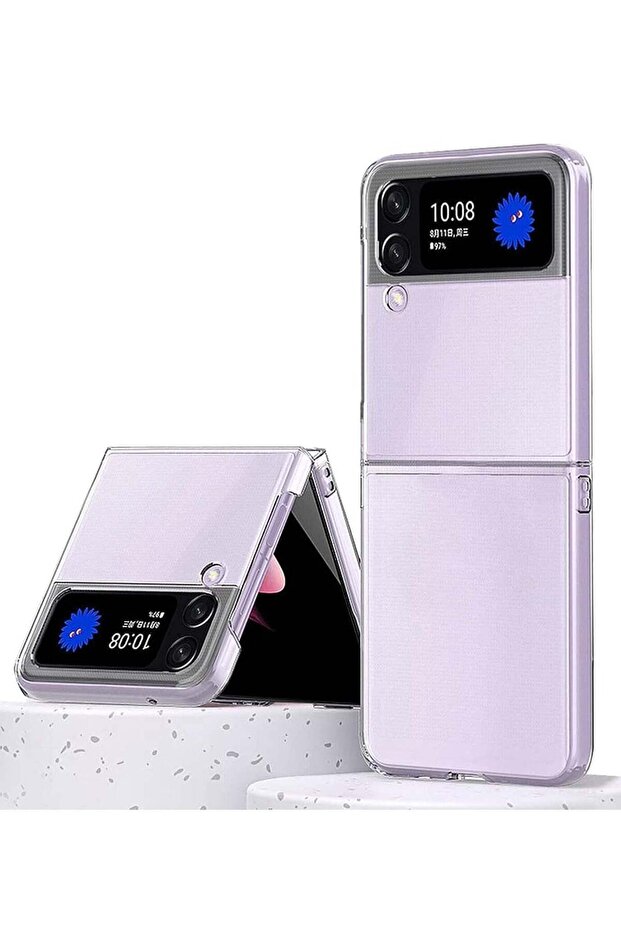 Slim Case Compatible with Samsung Galaxy Z Flip 4, Premium Thin Transparent Hard PC with Non-Slip Gr