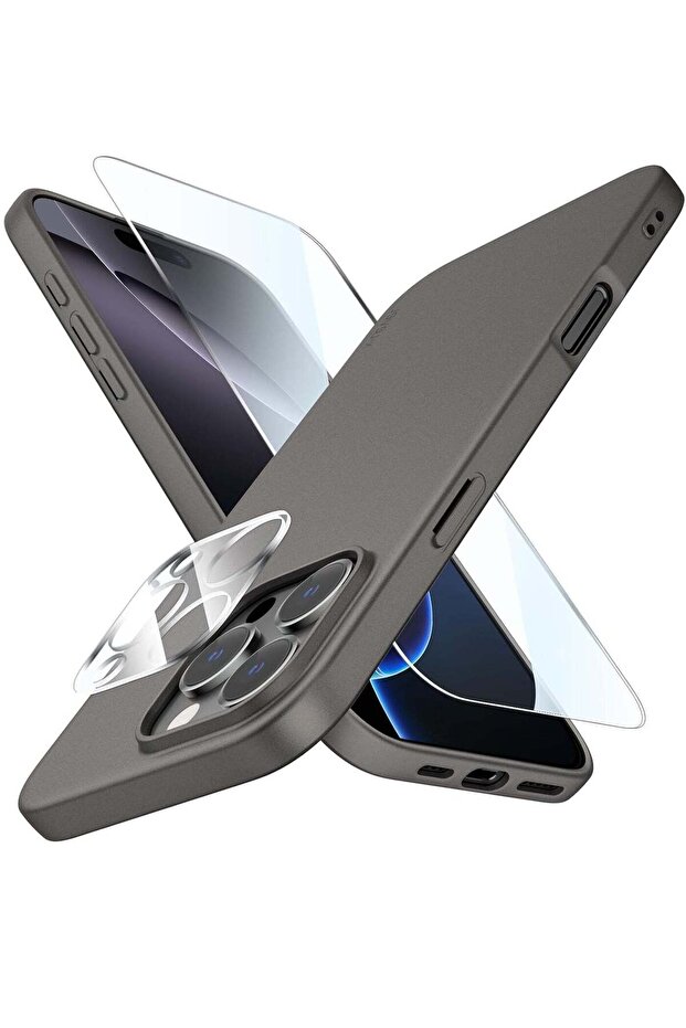 Ultra-Thin Matte Gray iPhone 16 Pro Case – Shockproof, Anti-Scratch with Upgraded Lens & Screen Prot