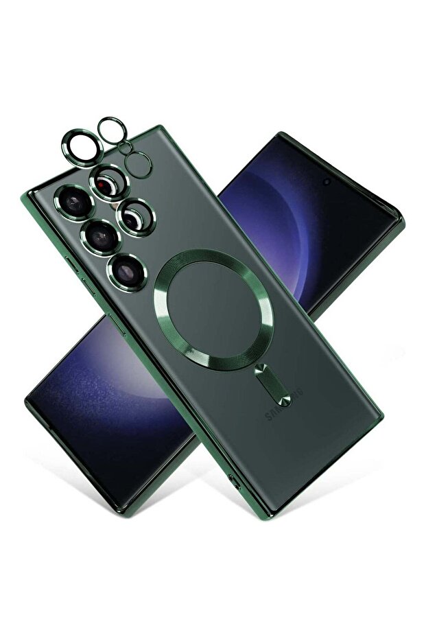 Magnetic Clear Case for Samsung Galaxy S23 Ultra with Camera Lens Protector Magsafe Compatible Elect