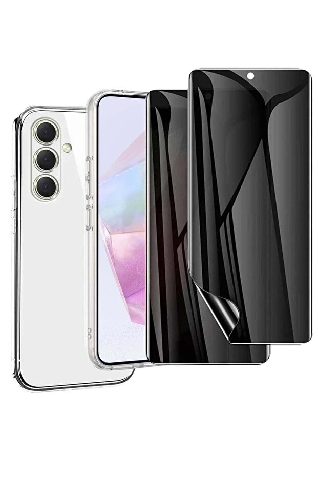 Lukione Privacy Screen Protector & Clear Case for Samsung Galaxy A35 5G – [1+2 Pack], HD Full Screen