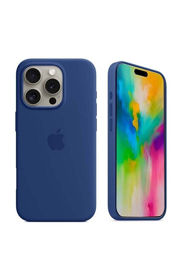 Apple iPhone 16 Pro 2024 Premium Soft Liquid Silicone Case Cover – Navy Blue – Slim Shockproof Prote