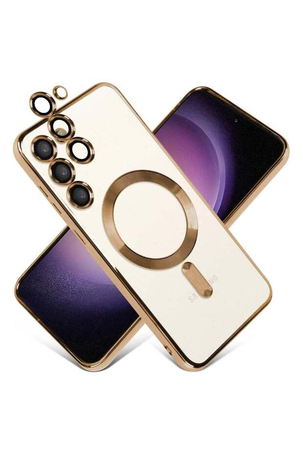 Magnetic Clear Case for Samsung Galaxy S23 with Camera Lens Protector Magsafe Compatible Electroplat