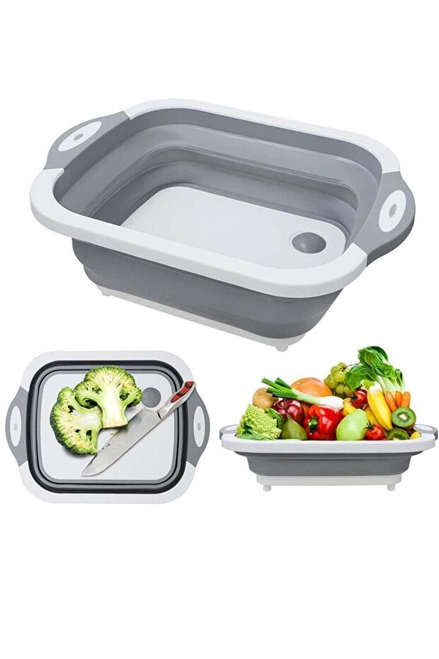 Foldable Multifunction Chopping Board, Collapsible Dish Tub Basin Cutting Board Colander, Vegetable