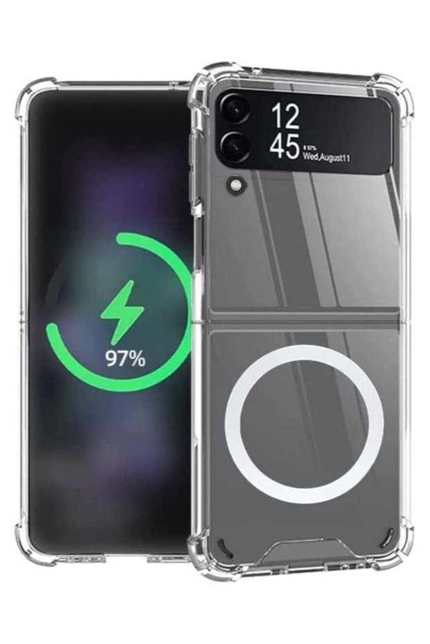 Galaxy Z Flip 4 Clear Case, With Magnetic and Support Wireless Charger, Transparent Shockproof and D