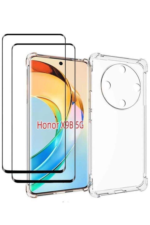 Honor X9b 5G Clear Case – Includes 2 Tempered Glass Screen Protectors, Slim Design with Anti-Drop an
