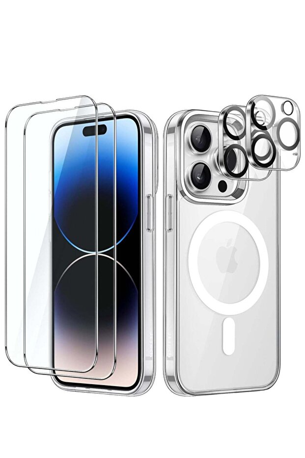 5-in-1 Clear Case for iPhone 14 Pro Max – Includes 2X Screen Protectors, 2X Lens Protectors, UV Coat