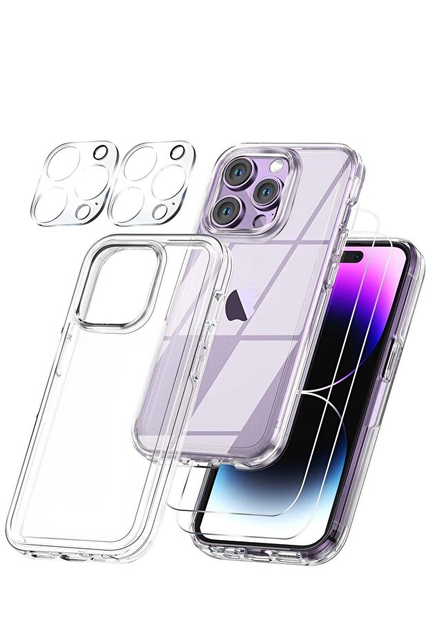 5-in-1 Magnetic Case for iPhone 14 Pro Max 6.7-Inch – Includes 2-Pack Tempered Glass Screen Protecto