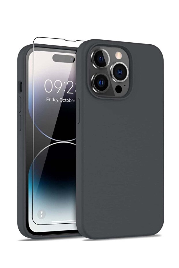 iPhone 14 Pro Max Case with Screen Protector,Soft Flexible Silicone Gel Rubber Bumper Cover,Slim Fit