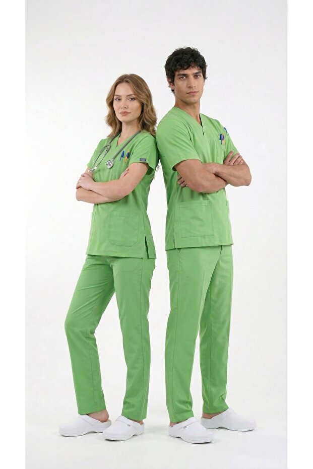 Pistachio Green Premium Scrubs Set - Nurse Doctor Uniform High-Quality Fabric