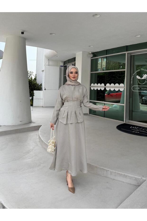 Modal Summer Fabric Suit with Skirt and Sewing Details