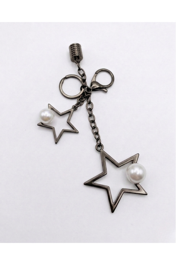 Star bag charm ornament black nickel color 2 pieces