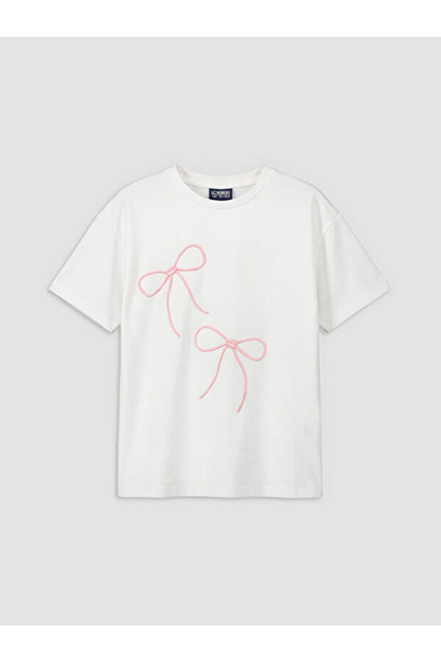 Esvab • Modern & Distinctive Zero Roba Collar Bow Embroidered Girls' T-Shirt