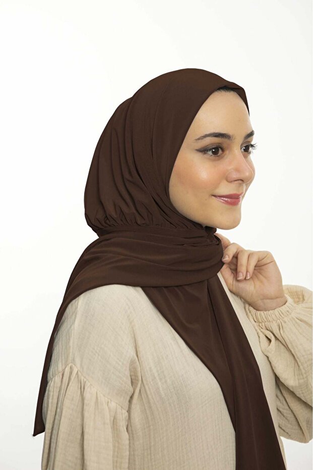 Ready-To-Wear Practical Snap-On Shawl Sandy - Snap-On Hijab Women's Shawl Brown