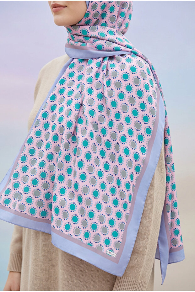Polka Dot Patterned Silky Shawl 70X200 cm