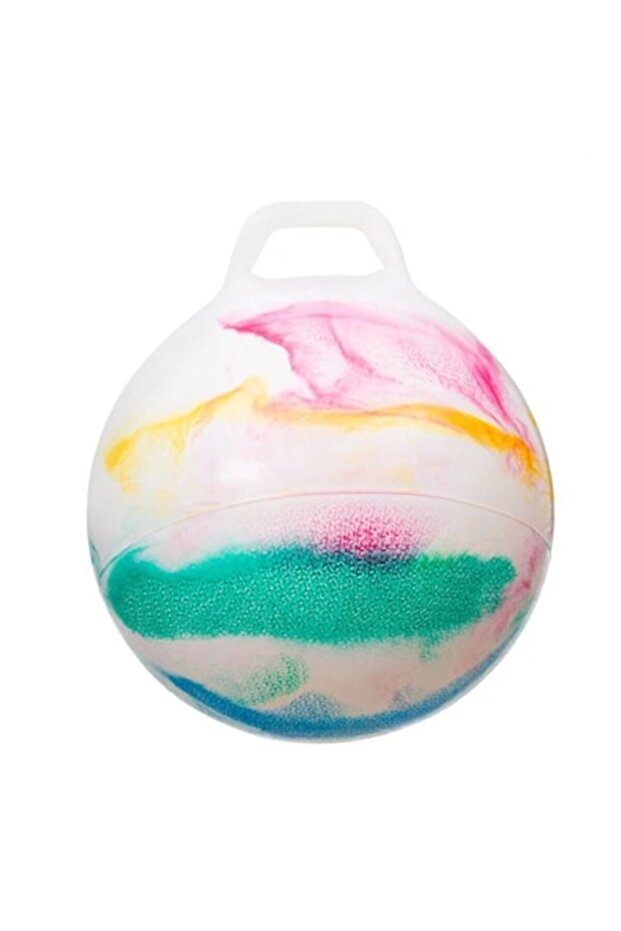 Jumping Ball with Handle, Marble Model, Multicolor - 1