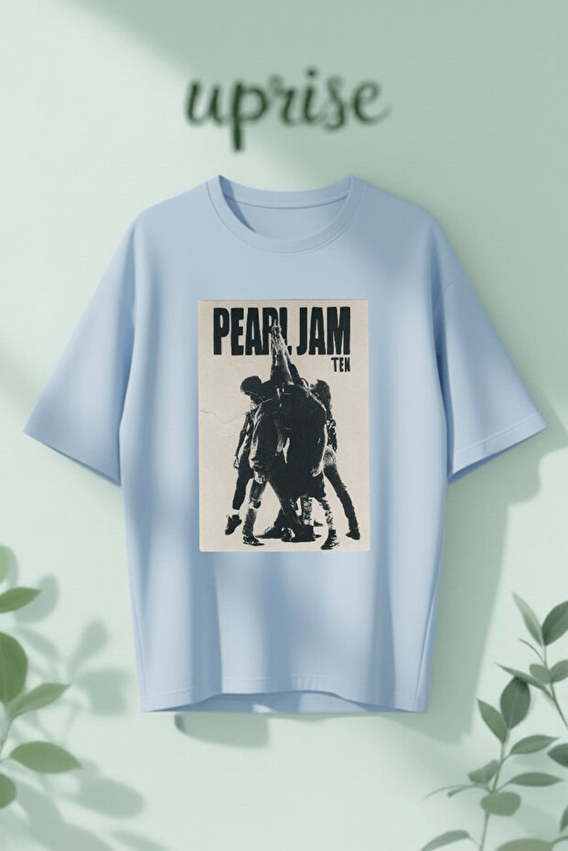 تي شيرت قطني كبير الحجم مطبوع عليه Pearl Jam